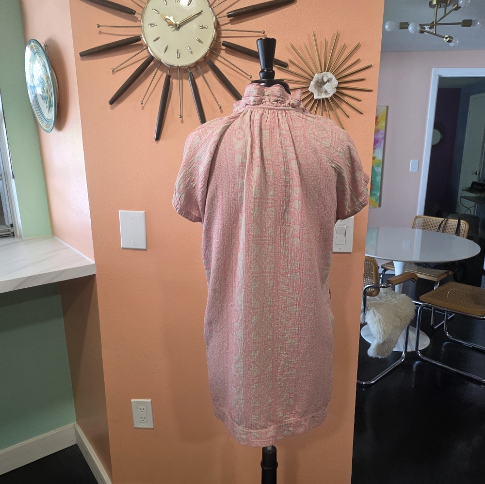 Finley M Pink Short Sleeve Mini Dress Button Down Feminine Dainty Dresses - Picture 4 of 13